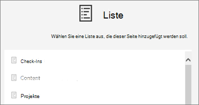 Auswählen einer Liste