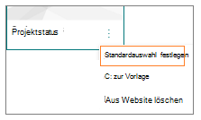 Standardvorlagenmenüelement festlegen
