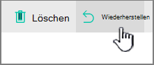 SharePoint Online mit hervorgehobener Schaltfläche zum Wiederherstellen