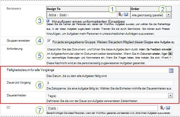 Initiierungsformular mit nummerierten Popups