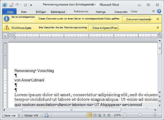 Zu prüfendes Element mit zwei gelben Statusleisten