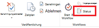Menüband mit der Schaltfläche 'Genehmigungsstatus'