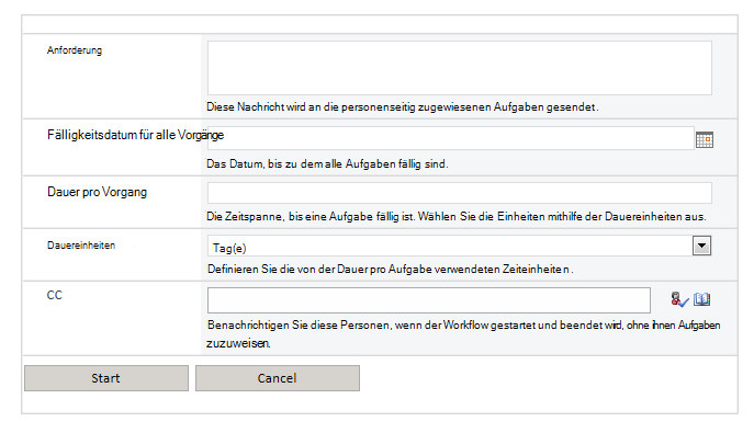Abbildung des Workflowbildschirms
