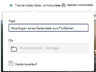 Titelfeld auf der Befehlsleiste