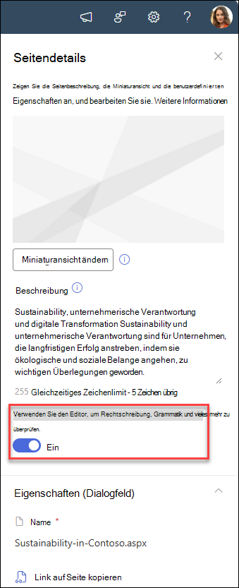 Screenshot: Ein- oder Ausschalten der Bearbeitungsschaltfläche