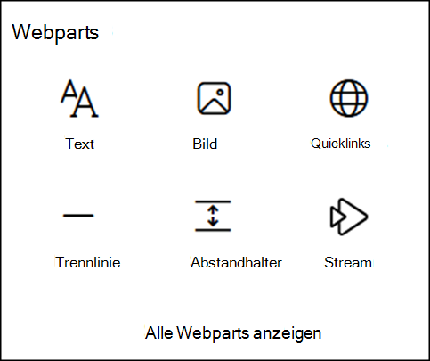 Webparts in der Toolbox