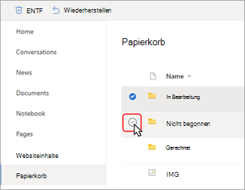Screenshot: Cursor, der klickt, um eine bestimmte Datei auszuwählen.