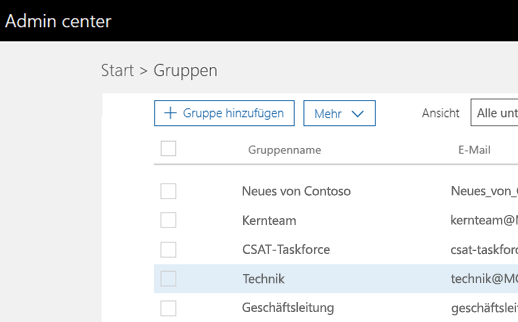 Wählen Sie aus dieser zentralen Liste Ihrer Gruppen die Gruppe aus, die Sie verwalten möchten.