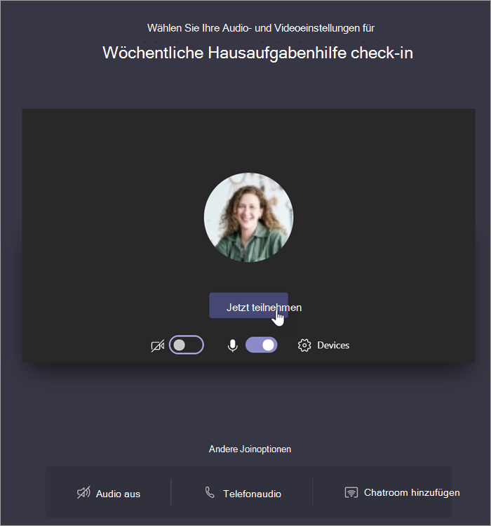 Wählen Sie „Jetzt beitreten“ aus, um an der Besprechung teilzunehmen.