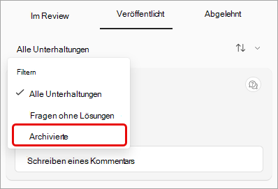 Screenshot des Dropdownmenüs 
