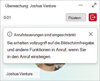Warteschlangen Verwaltungsseite werden Optionen zum Einflüstern oder Zum Einflüstern angezeigt.