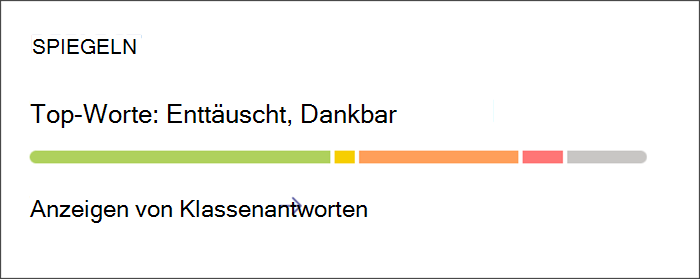 Einstiegspunkt, um detaillierte Einblicke in Reflect-Check-Ins anzuzeigen. Die Karte hat einen farbigen Balken, der die Proportionen der verschiedenen Gefühle anzeigt, die schüler geteilt haben. Wählen Sie die Karte aus, um ausführlichere Informationen zu erhalten.