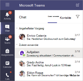 Private Chats von Kursteilnehmern in Teams