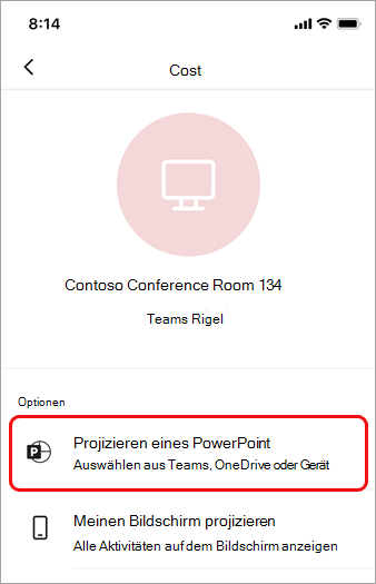 Tippen Sie auf PowerPoint projizieren.
