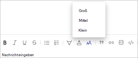 Teams ändern der Symbolleiste zum Ändern des Chat-Schriftgrads