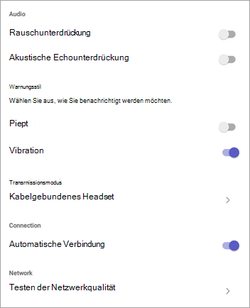 Walkie Talkie-Einstellungen