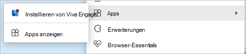 Screenshot des Installationsbefehls im Menü 