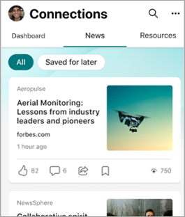 Screenshot of the news reader tab on mobile.