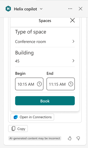 Screenshot of a dashboard card open in Copilot chat.