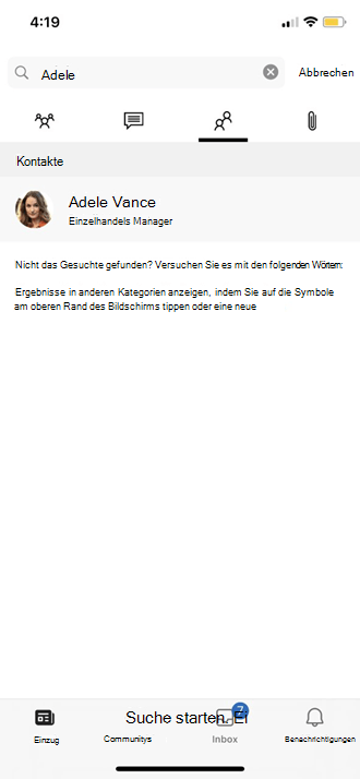 Screenshot der Einstellungen für mobile Profile