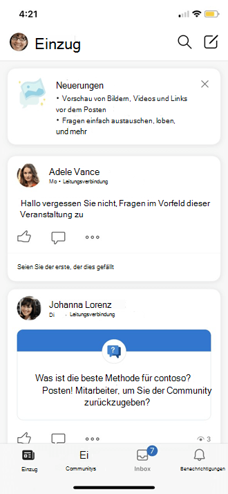 Anzeigen des mobilen Feeds