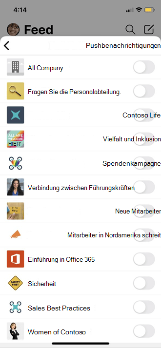 Pushen Der Einstellungen für ihr mobiles Profil