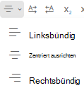 Das Menü Ausrichten in Outlook im Web.