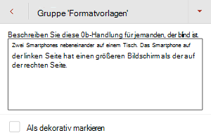Das Dialogfeld Alternativtext in PowerPoint für Android.
