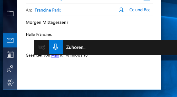 Diktiersymbolleiste in Windows