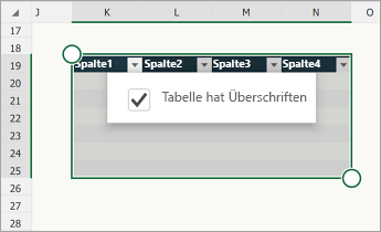 Tabelle mit aktiviertem Kontrollkästchen 