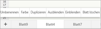 Ausgewählte Blattregisterkarte mit dem Befehl 