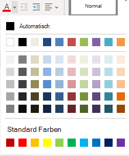 Das Menü Schriftartfarbe in OneNote für das Web.