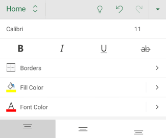 Schriftartformatierungsoptionen in Excel für Android