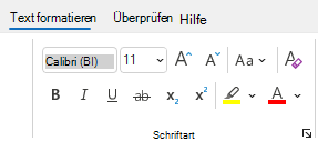 Formatieren einer Textgruppe in Outlook.