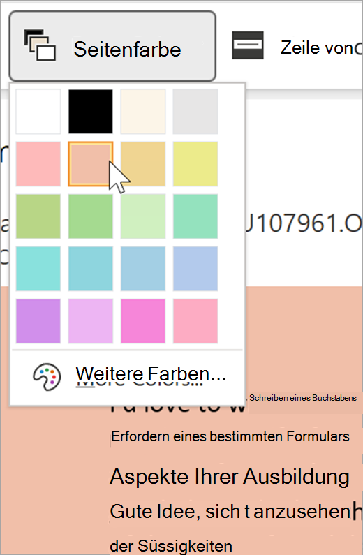 Screenshot des Dropdownmenüs 