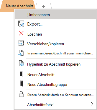 Screenshot des Kontextmenüs, in dem die Option 
