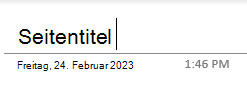 Die Seitentiteltextfelder auf einer Seite in OneNote für Windows 10.