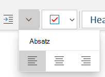 Das Absatzmenü mit den verfügbaren Optionen in OneNote für Windows 10.