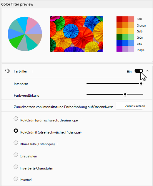 Windows 11 Farbfiltereinstellungen