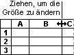Spaltenbegrenzung, die gezogen wird