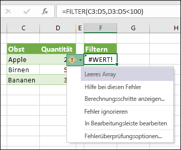 #CALC! Fehler – Leeres Array