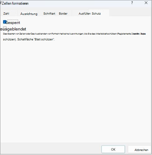 Screenshot des gesperrten Felds auf der Registerkarte 