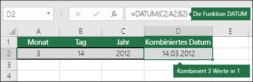 DATUM-Funktion, Beispiel 2