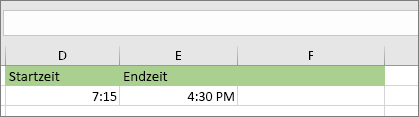 Startdatum/-uhrzeit von 7:15 Uhr, Enddatum/-uhrzeit 16:30 Uhr