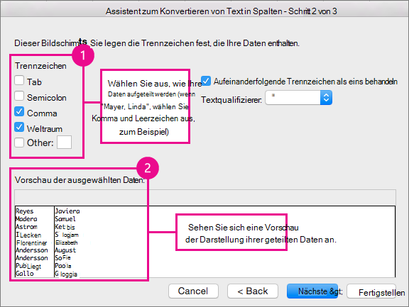 Schritt 2 im Assistenten: Wählen Sie unter 