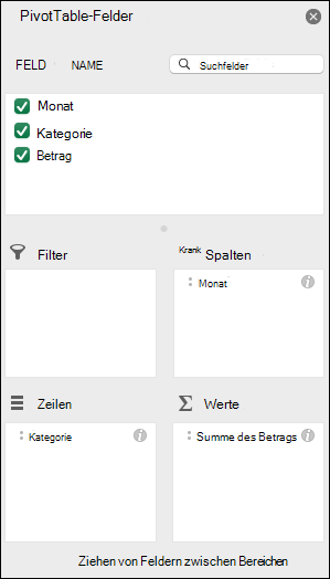Beispiel für das Excel-Listendialogfeld 