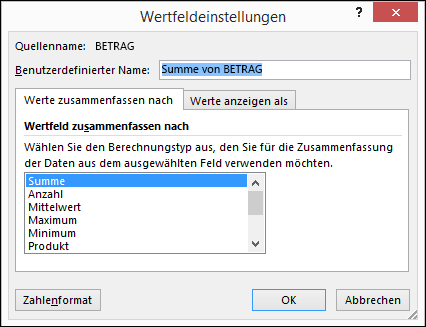 Excel-Dialogfeld 