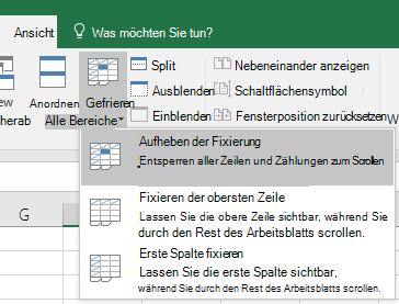 Aufheben der Fixierung
