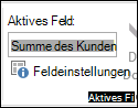 Feldeinstellungen im Menüband