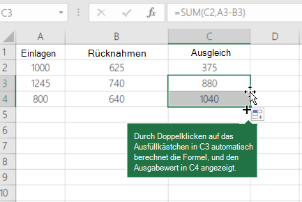 Beispiel für die Berechnung eines laufenden Saldos